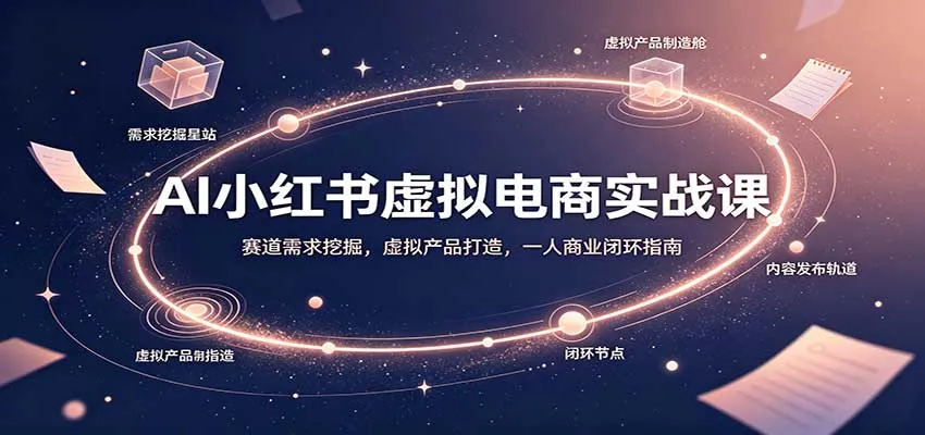 AI小红书虚拟电商实战课：赛道需求挖掘，虚拟产品打造，一人商业闭环指南-副业吧