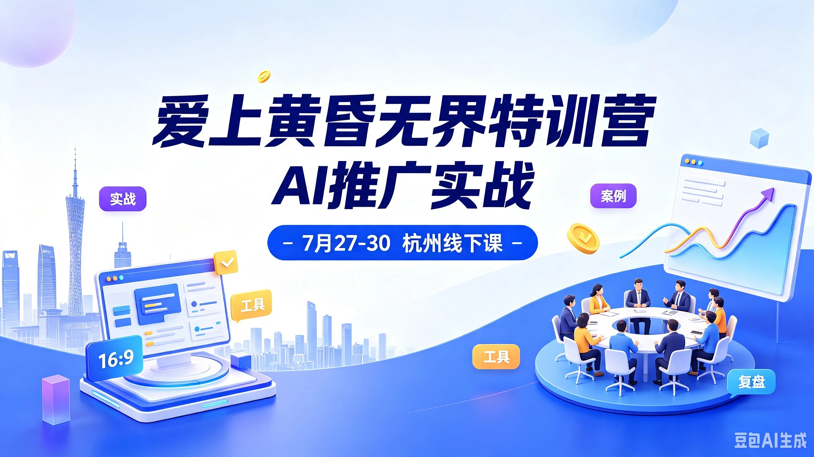【精】爱上黄昏无界特训营AI推广实战7月27-30杭州线下课，淘宝天猫AI推广、直通车人群、全套PPT SOP思维导图资料包-副业吧