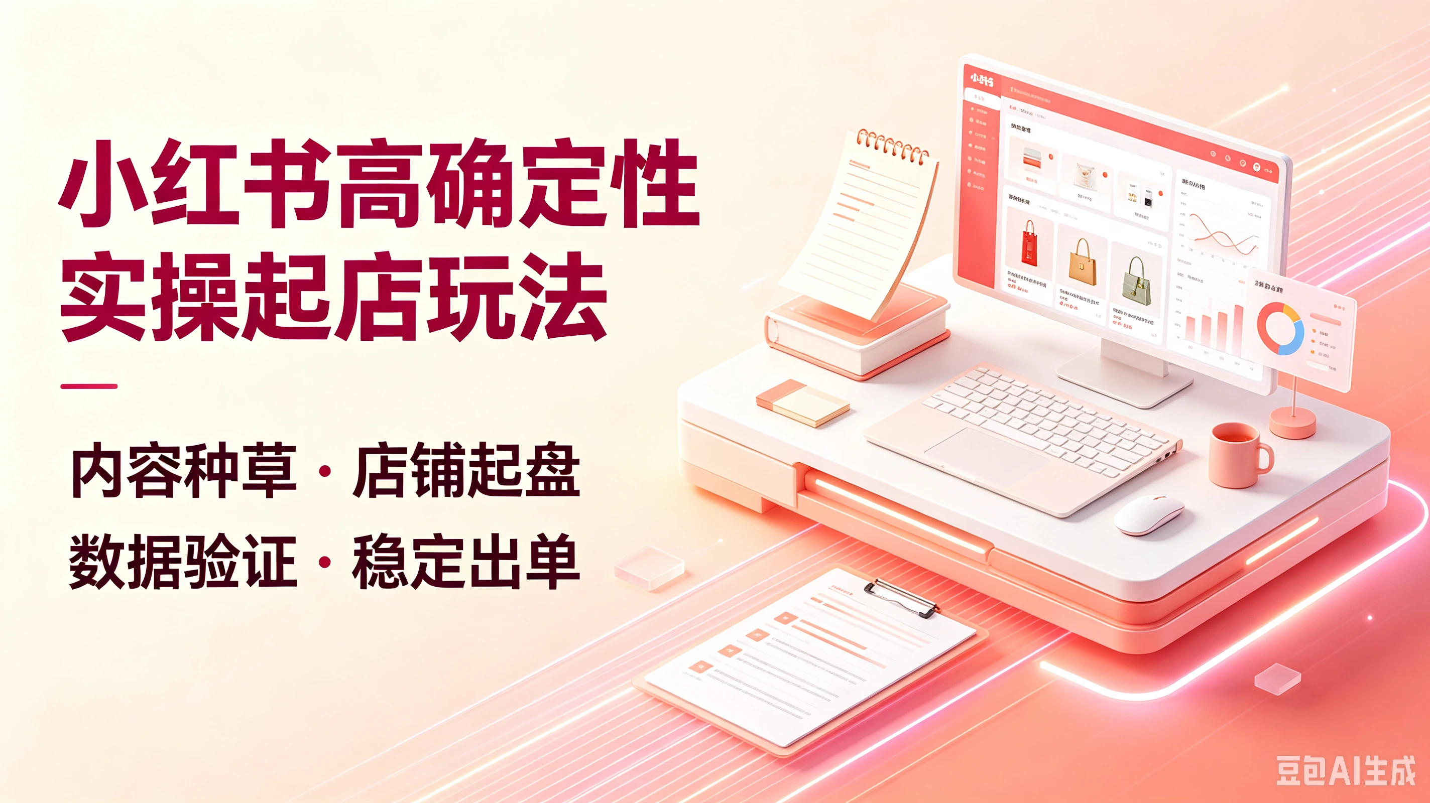 【精】小红书高确定性实操起店玩法,内容种草·店铺起盘、数据验证·稳定出单-副业吧