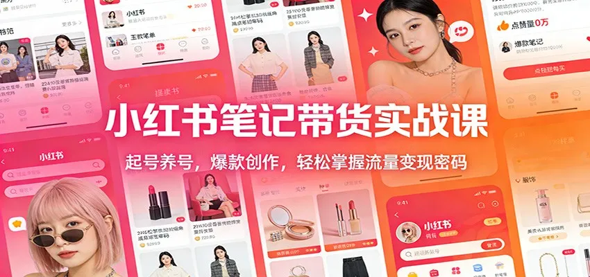 小红书笔记带货实战课：起号养号，爆款创作，轻松掌握流量变现密码-副业吧