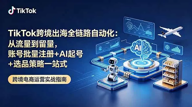 (18907期)TikTok跨境出海全链路自动化:从流量到留量,账号批量注册+AI起号+选品策略一站式-副业吧
