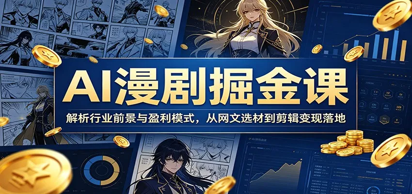 AI漫剧掘金课：解析行业前景与盈利模式，从网文选材到剪辑变现落地-副业吧