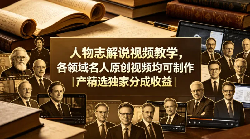 人物志解说视频教学，各领域名人原创视频均可制作丨精选独家分成收益-副业吧