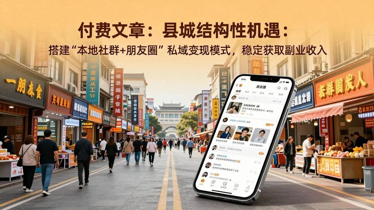 付费文章：县城结构性机遇：搭建“本地社群+朋友圈”私域变现模式，稳定获取副业收入-副业吧