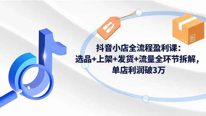 （16593期）抖音小店全流程盈利课：选品+上架+发货+流量全环节拆解，单店利润破3万-副业吧