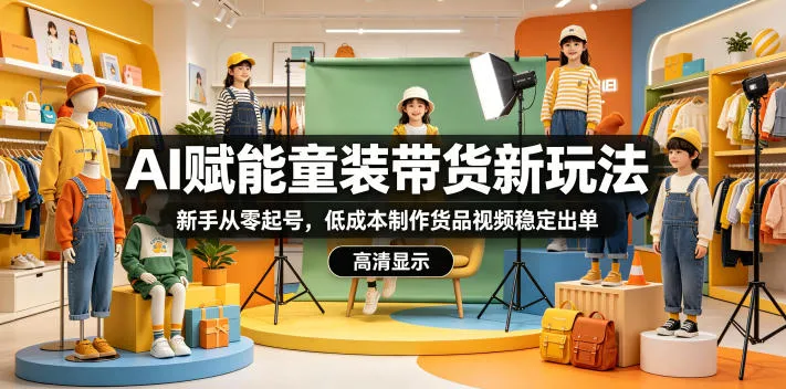 AI赋能童装带货新玩法,新手从零起号,低成本制作货品视频稳定出单-副业吧