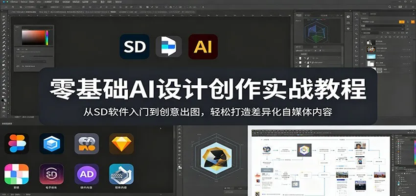零基础AI设计创作实战教程：从SD软件入门到创意出图，轻松打造差异化自媒体内容-副业吧