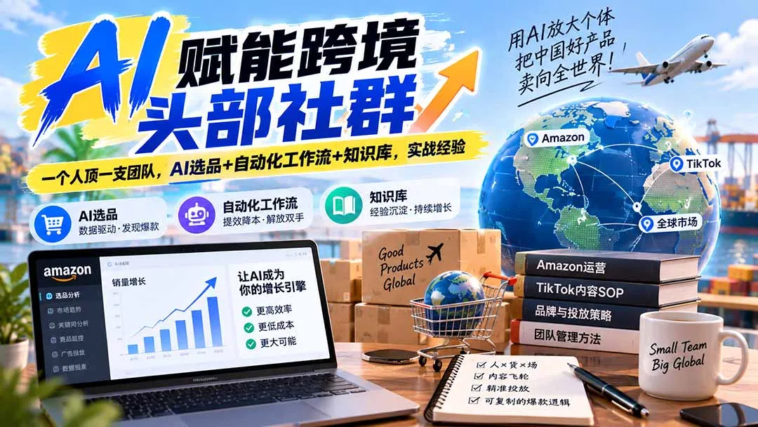 AI赋能跨境头部社群-更新9月：一个人顶一支团队，AI选品+自动化工作流+知识库，实战经验-副业吧