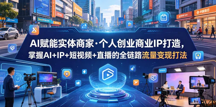 AI赋能实体商家·个人创业商业IP打造，掌握AI+IP+短视频+直播的全链路流量变现打法-副业吧
