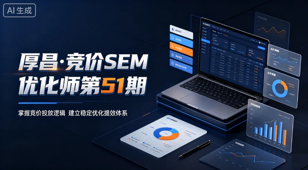 【精】厚昌·竞价SEM优化师第51期,掌握竞价投放逻辑,建立稳定优化提效体系-副业吧