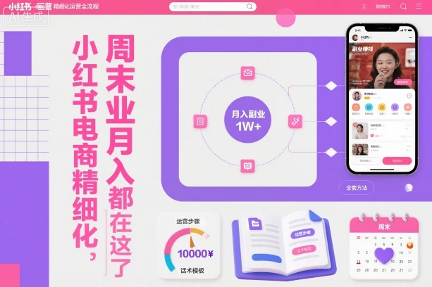 【精】小红书电商精细化运营全流程，周末副业月入1W+，全套方法都在这了-副业吧