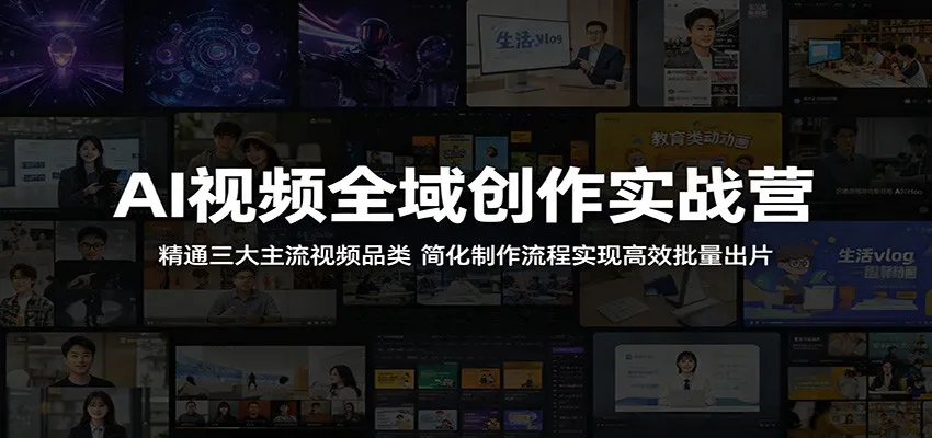 AI视频全域创作实战营：精通三大主流视频品类，简化制作流程实现高效批量出片-副业吧