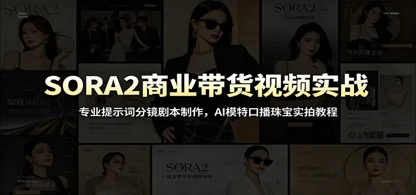 SORA2商业带货视频实战:专业提示词分镜剧本制作,AI模特口播珠宝实拍教程-副业吧