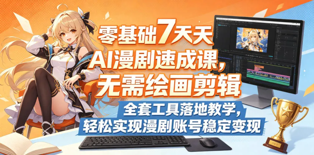 零基础7天AI漫剧速成课,无需绘画剪辑,全套工具落地教学,轻松实现漫剧账号稳定变现-副业吧