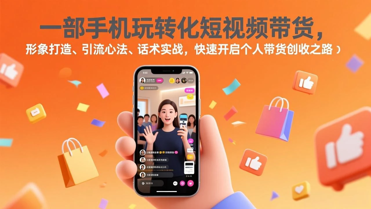 【精】一部手机玩转化短视频带货，形象打造、引流心法、话术实战，快速开启个人带货创收之路-副业吧