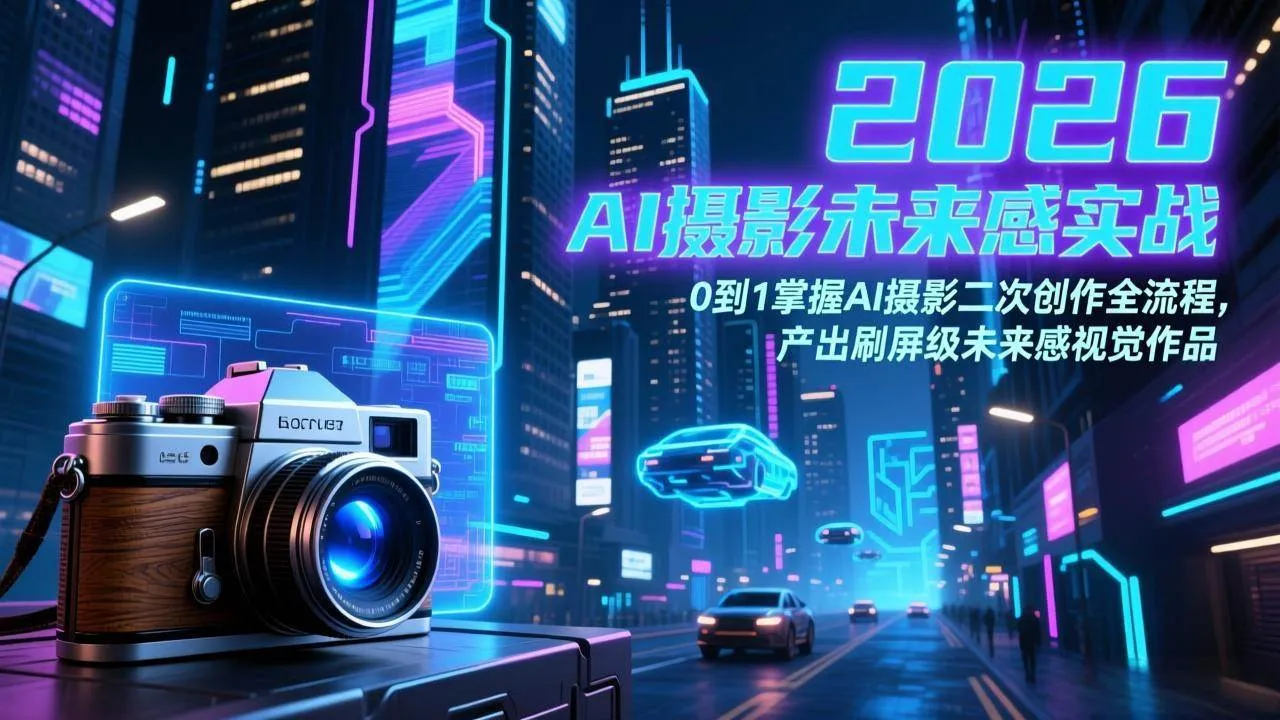 （17584期）2026 AI摄影未来感实战：0到1掌握AI摄影二次创作全流程，产出刷屏级未来感视觉作品-副业吧