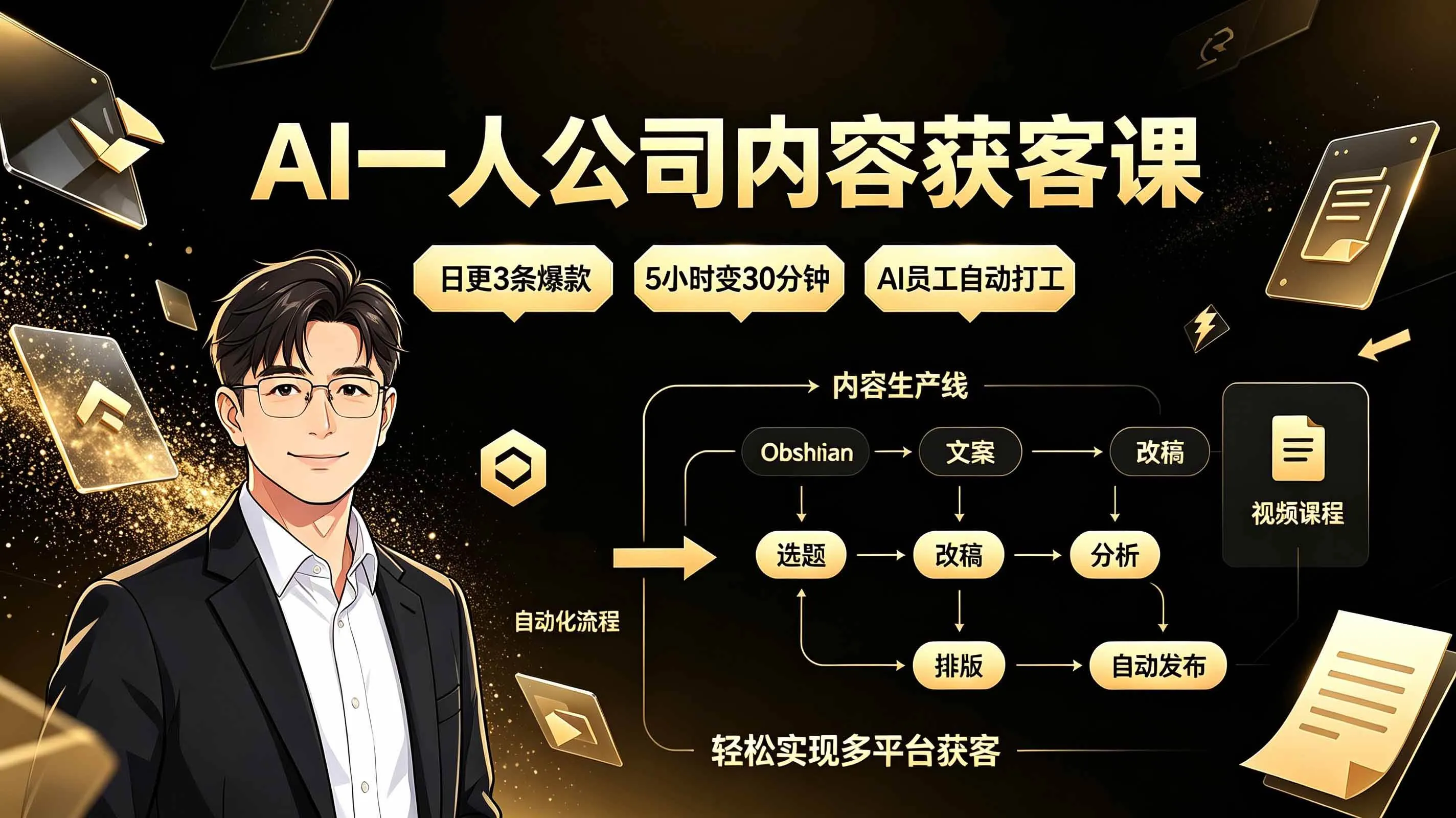 (19387期)AI一人公司内容获客课:日更3条爆款×5小时变30分钟×AI员工自动打工,轻松实现多平台获客-副业吧