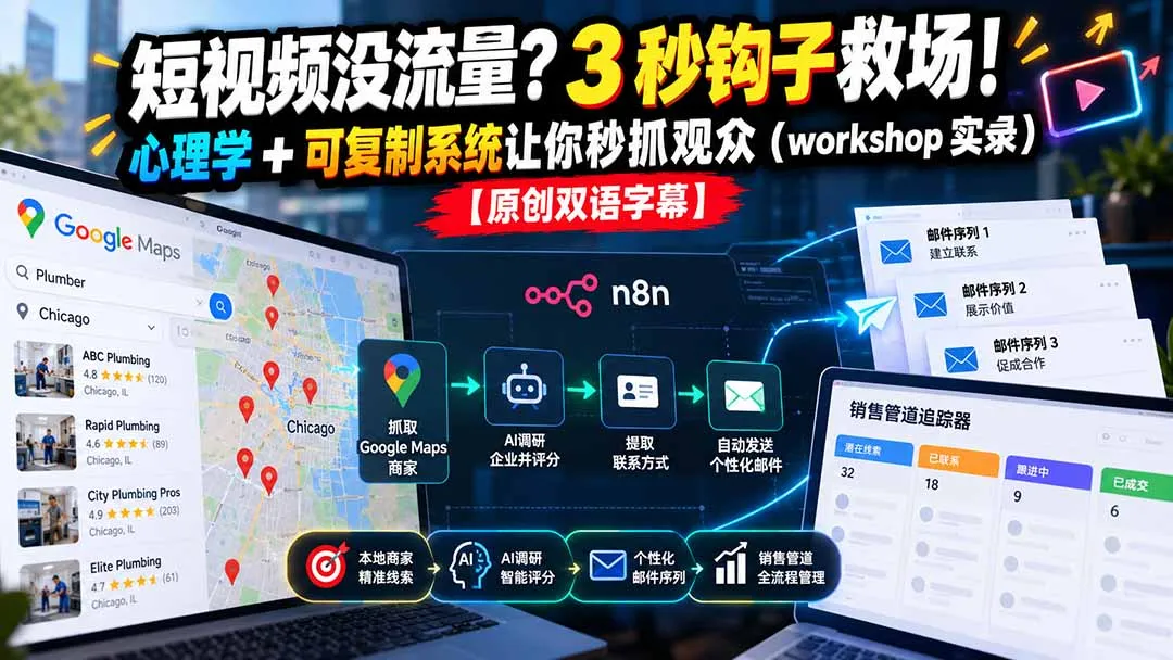 短视频没流量？3 秒钩子救场！心理学 + 可复制系统让你秒抓观众(workshop 实录-副业吧