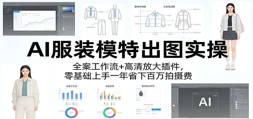 AI服装模特出图实操：全案工作流+ 高清放大插件，零基础上手一年省下百万拍摄费-副业吧