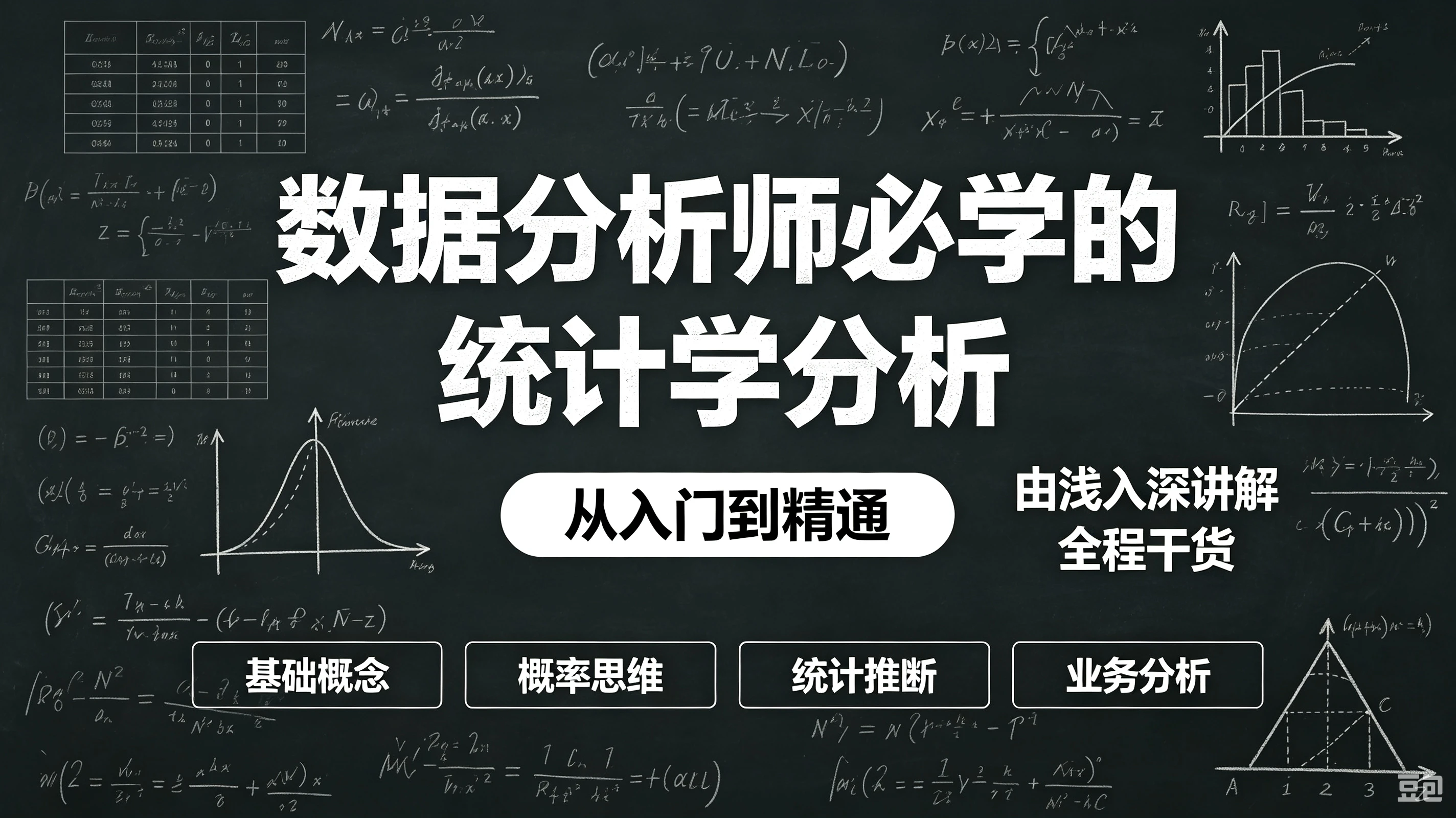 【精】数据分析师必学的统计学分析，从入门到精通，由浅入深讲解（全程干货）-副业吧