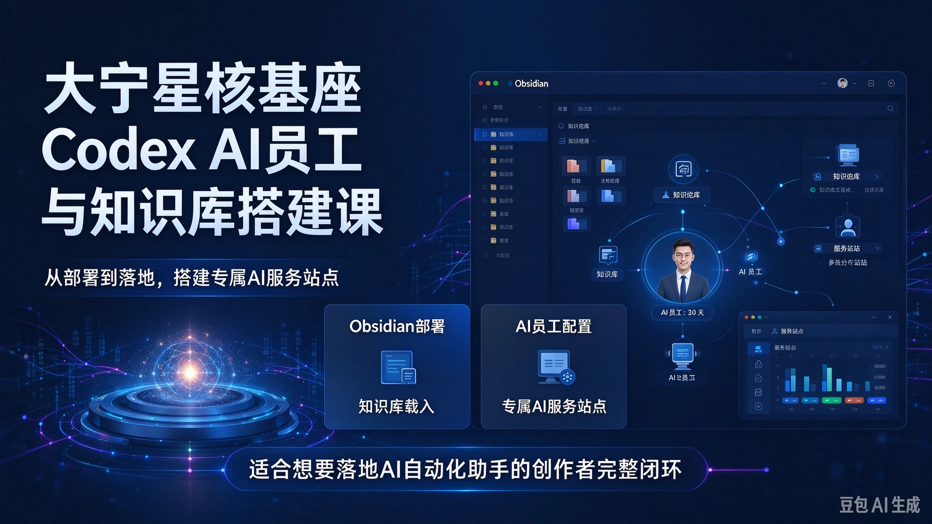 【精】大宁星核基座Codex AI员工与知识库搭建课,带你掌握Obsidian部署、知识库载入与AI员工配置,搭建专属AI服务站点,适合想要落地AI自动化助手的创作者的完整闭环-副业吧