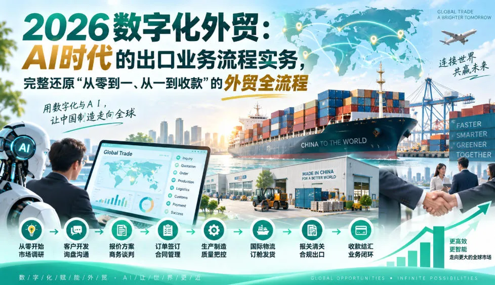 2026数字化外贸:AI时代的出口业务流程实务,完整还原”从零到一、从一到收款”的外贸全流程-副业吧