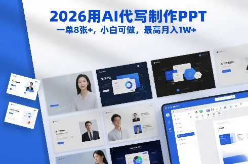 2026用AI代写制作PPT，一单8张+，小白可做，最高月入1W+-副业吧