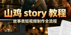 【精】山鸡 story 教程|故事类短视频制作全流程|4 节系统课掌握情感故事视频核心技巧-副业吧