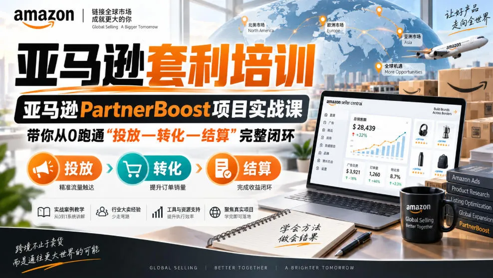 lead菌·亚马逊套利培训,亚马逊partnerboost项目实战课,带你从0跑通”投放—转化—结算”完整闭环-副业吧