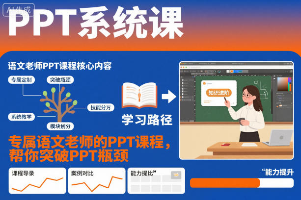PPT系统课,专属语文老师的PPT课程,帮你突破PPT瓶颈-副业吧