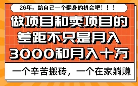 为什么卖项目能轻松月入10个W，而做项目却真正賺不到什么钱？原因竟然是这个！【揭秘】-副业吧