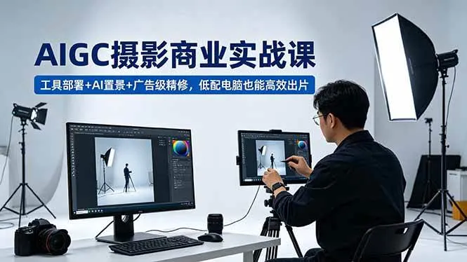 (18434期)AIGC 摄影商业实战课,工具部署+AI置景+广告级精修,低配电脑也能高效出片-副业吧