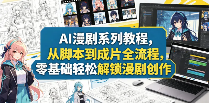 AI漫剧系列教程,从脚本到成片全流程,零基础轻松解锁漫剧创作-副业吧
