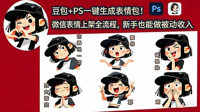 （18402期）豆包+PS一键生成表情包！微信表情上架全流程，新手也能做被动收入-副业吧