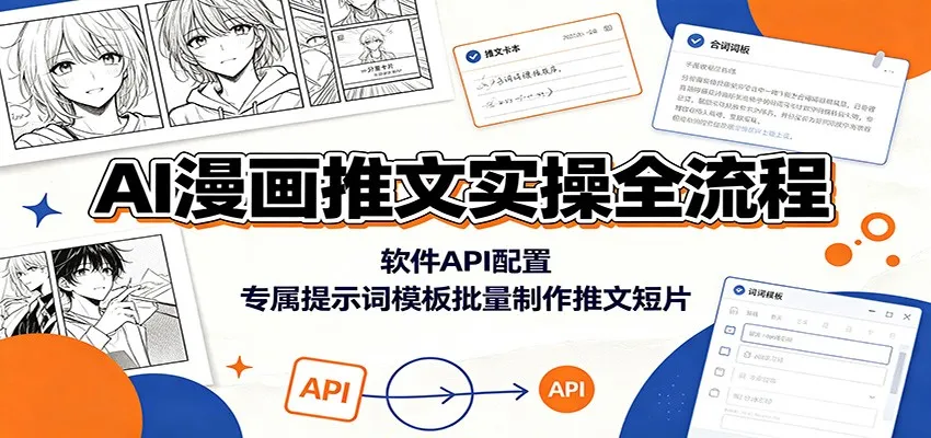 AI漫画推文实操全流程:软件API配置,专属提示词模板批量制作推文短片-副业吧