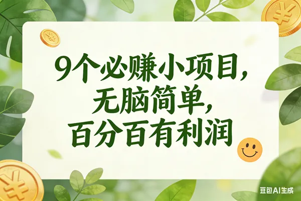 (16999期)9个必赚小项目,无脑简单,百分百有利润,副业首选,日入300+-副业吧