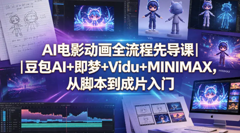AI电影动画全流程先导课｜豆包AI+即梦+Vidu+MINIMAX，从脚本到成片入门-副业吧