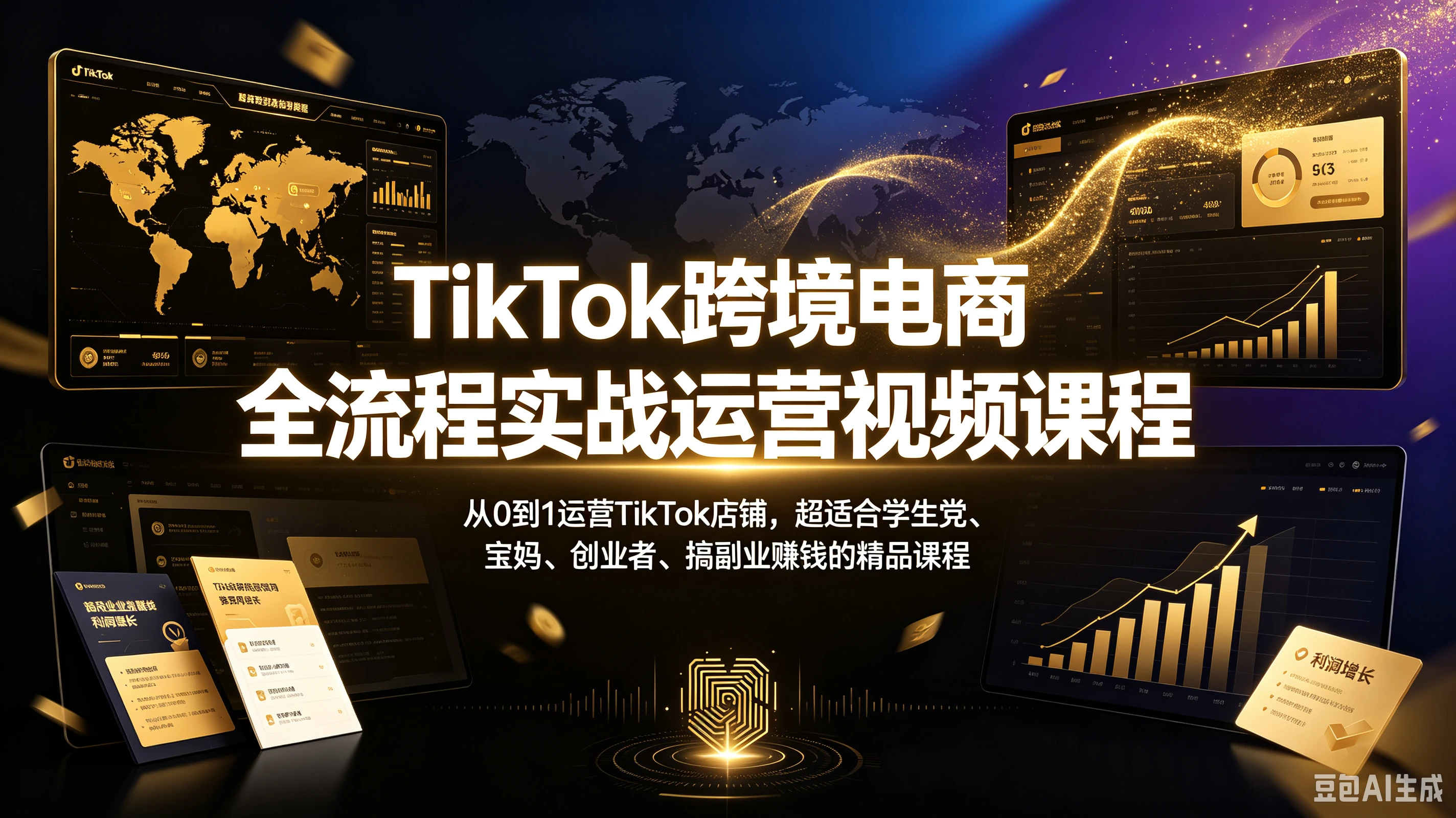 【精】TikTok跨境电商全流程实战运营视频课程,从0到1运营TikTok店铺,超适合学生党、宝妈、创业者、搞副业赚钱的精品课程-副业吧