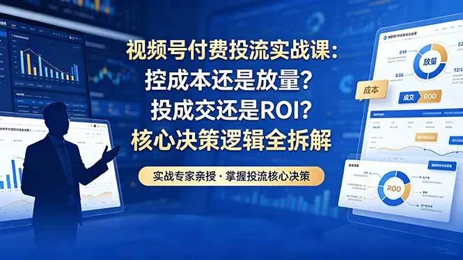 （18462期）视频号付费投流实战课-5月：控成本还是放量？投成交还是ROI？核心决策逻辑全拆解-副业吧