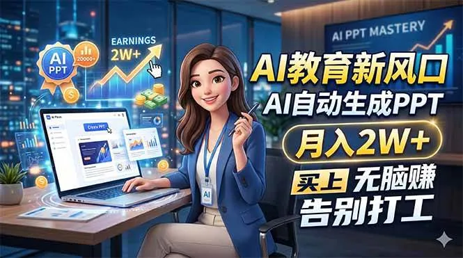 （18330期）AI教育新风口，AI自动生成PPT，月入2W+，无脑赚，告别打工-副业吧