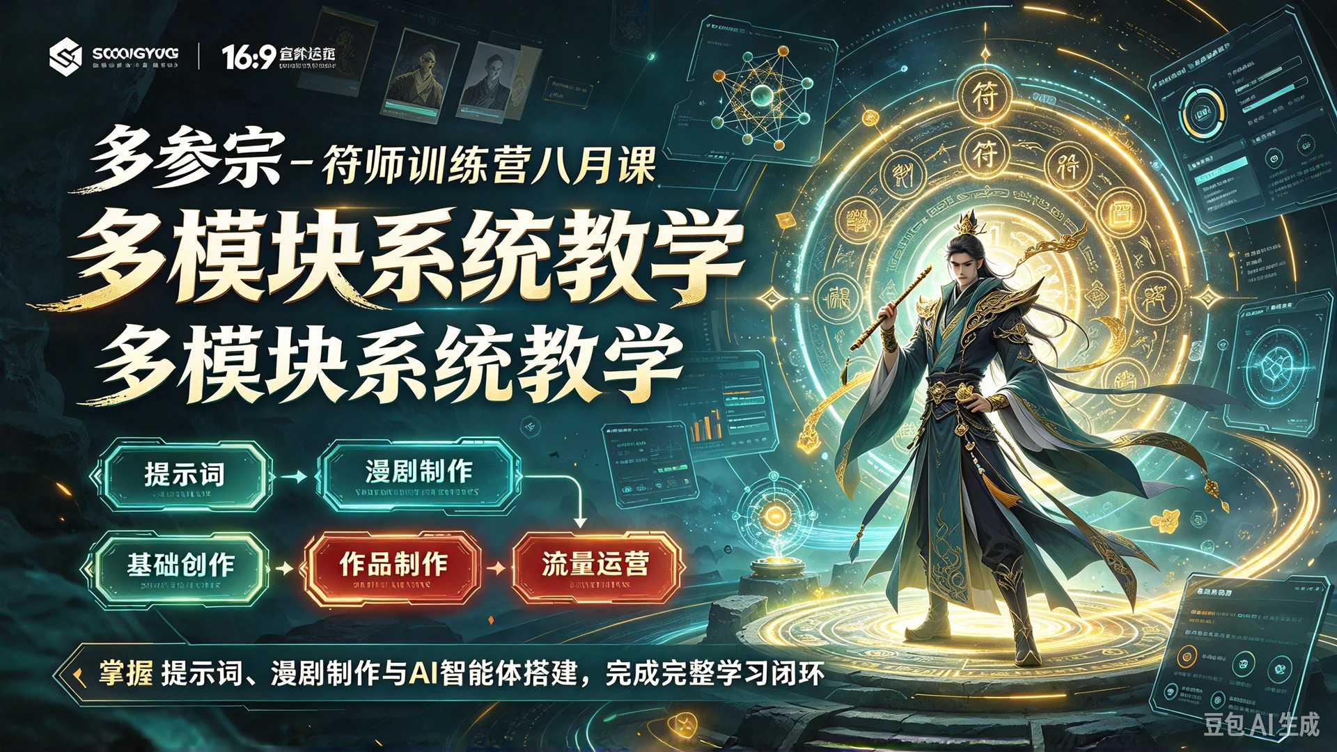 【精】多参宗 - 符师训练营八月课，多模块系统教学，掌握提示词、漫剧制作与AI智能体搭建，完成从基础创作到作品流量运营的完整学习闭环-副业吧