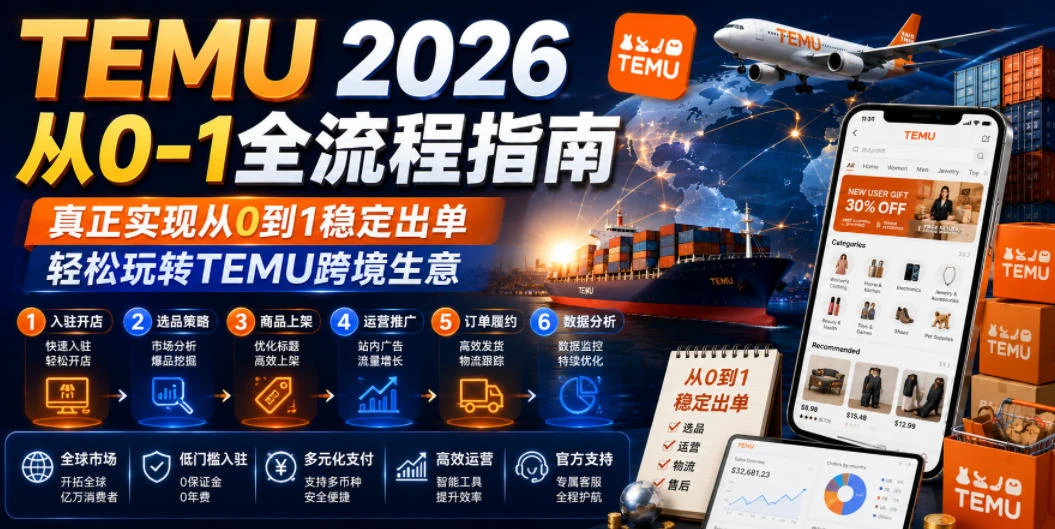 【精】TEMU 2026从0-1全流程指南，真正实现从0到1稳定出单，轻松玩转TEMU跨境生意-副业吧