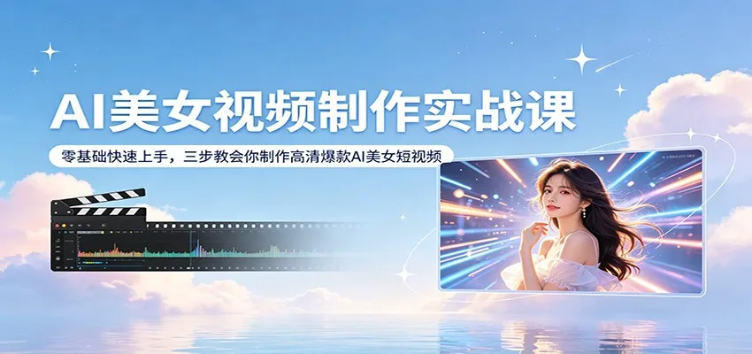 AI美女视频制作实战课：零基础快速上手，三步教会你制作高清爆款AI美女短视频-副业吧