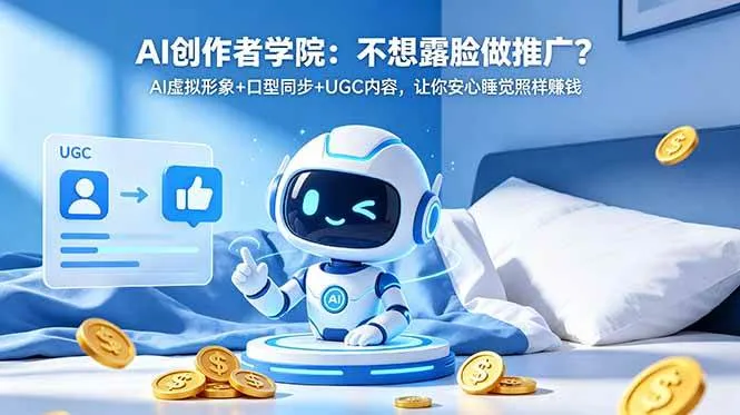 (18599期)AI创作者学院:不想露脸做推广?AI虚拟形象+口型同步+UGC内容,让你安心睡觉照样赚钱-副业吧