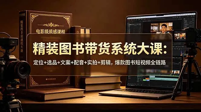 (19007期)精装图书带货系统大课:定位+选品+文案+配音+实拍+剪辑,爆款图书短视频全链路-副业吧