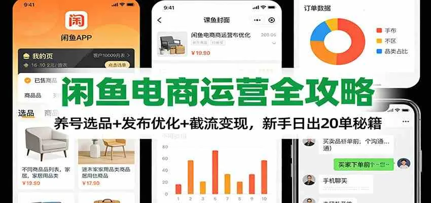 闲鱼电商运营全攻略：养号选品+发布优化+截流变现，新手日出20单秘籍-副业吧