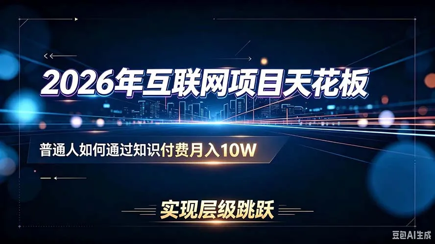 2026年互联网项目天花板:普通人如何通过知识付费月入10W,实现层级跳跃-副业吧