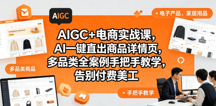 AIGC+电商实战课,AI一键直出商品详情页,多品类全案例手把手教学,告别付费美工(更新0820)-副业吧