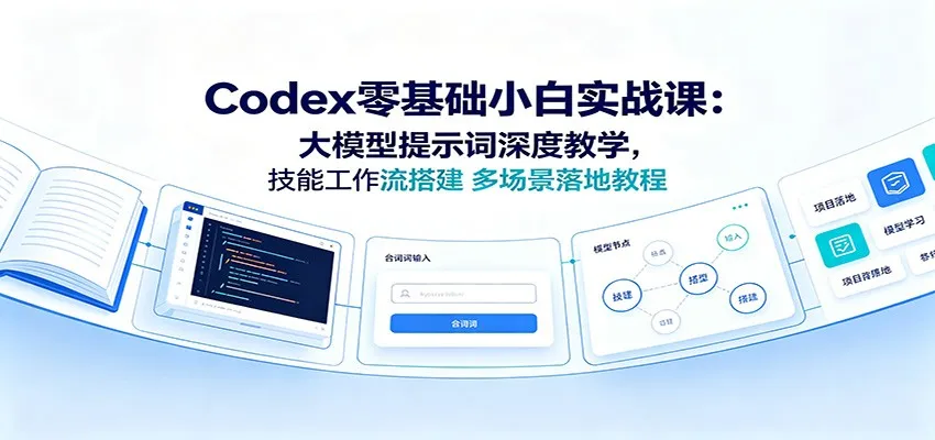 Codex零基础小白实战课:大模型提示词深度教学,技能工作流搭建多场景落地教程-副业吧