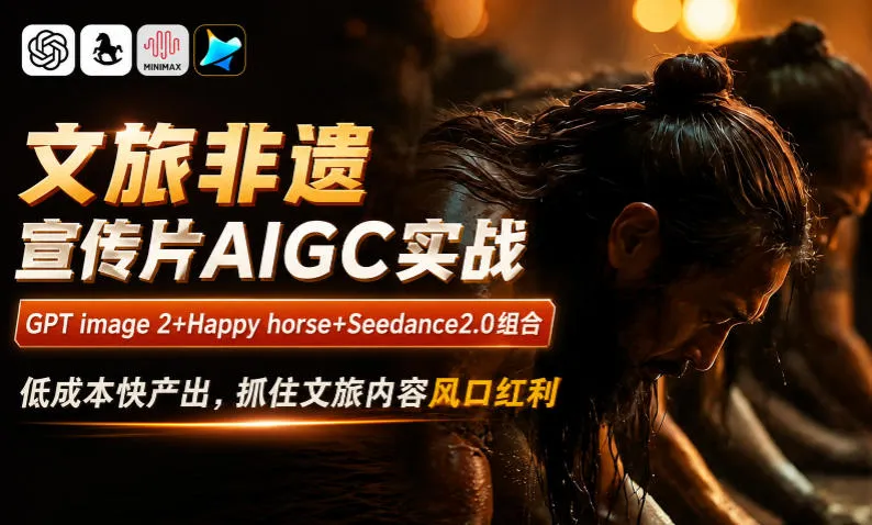 文旅非遗宣传片AIGC实战，GPT image 2+Happy horse+Seedance2.0组合，低成本快产出，抓住文旅内容风口红利-副业吧